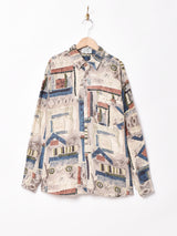 くすみカラー 長袖シルクシャツ