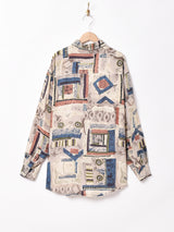 くすみカラー 長袖シルクシャツ