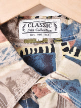 くすみカラー 長袖シルクシャツ