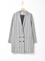 グレンチェック柄 ショールカラージャケット