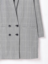 グレンチェック柄 ショールカラージャケット