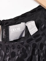 織柄 バックオープン 長袖ワンピース