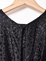 織柄 バックオープン 長袖ワンピース