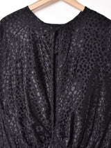 織柄 バックオープン 長袖ワンピース