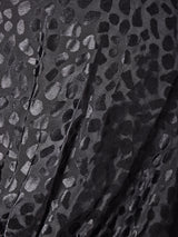 織柄 バックオープン 長袖ワンピース