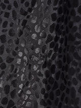 織柄 バックオープン 長袖ワンピース