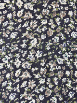 花柄 レースアップ 長袖ワンピース