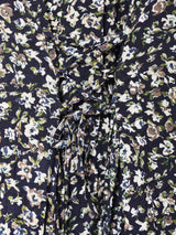 花柄 レースアップ 長袖ワンピース