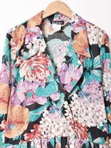 アメリカ製 花柄 オープンカラー 長袖ワンピース