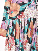 アメリカ製 花柄 オープンカラー 長袖ワンピース