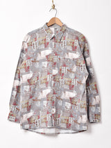 総柄 長袖シャツ