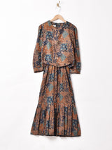 アメリカ製 アニマル柄 ノーカラー 長袖ワンピース