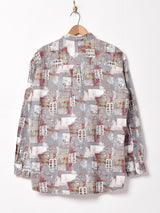 総柄 長袖シャツ