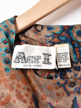 アメリカ製 アニマル柄 ノーカラー 長袖ワンピース