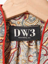 ペイズリー柄 パイピング  長袖ワンピース