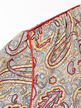 ペイズリー柄 パイピング  長袖ワンピース