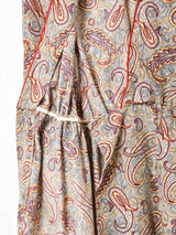 ペイズリー柄 パイピング  長袖ワンピース