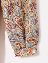 ペイズリー柄 パイピング  長袖ワンピース