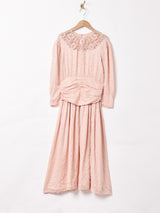 織柄 シルク 長袖ワンピース