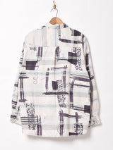 織り 総柄 長袖シャツ