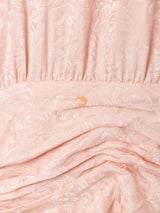 織柄 シルク 長袖ワンピース