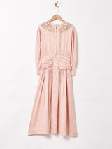 織柄 シルク 長袖ワンピース