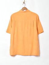 織り柄 半袖シルクシャツ