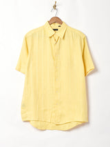 織り柄 半袖リネンシャツ