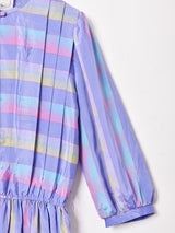 ストライプ ノーカラー 7分袖ワンピース