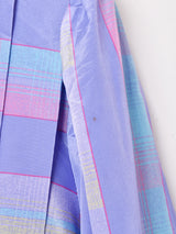 ストライプ ノーカラー 7分袖ワンピース