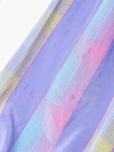 ストライプ ノーカラー 7分袖ワンピース