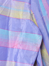 ストライプ ノーカラー 7分袖ワンピース