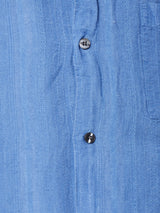 織り柄 ストライプ半袖リネン混シャツ