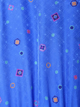 総柄 長袖 ノーカラー シルクワンピース