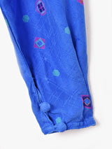 総柄 長袖 ノーカラー シルクワンピース