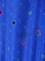 総柄 長袖 ノーカラー シルクワンピース