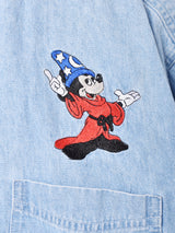 ミッキー刺繍 長袖デニムシャツ