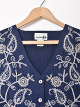 コットンリネン 花刺繍 ベスト
