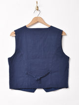 コットンリネン 花刺繍 ベスト