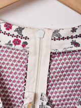 イタリア製 総柄 Vネック 長袖ワンピース