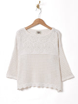 透かし編み 7分袖セーター