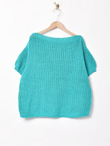 ボートネック 半袖セーター