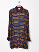 アメリカ製 マルチボーダー 長袖 シャツワンピース