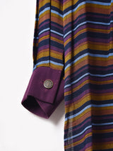 アメリカ製 マルチボーダー 長袖 シャツワンピース