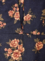 花柄 フリルカラー 長袖ワンピース