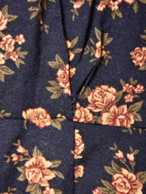 花柄 フリルカラー 長袖ワンピース