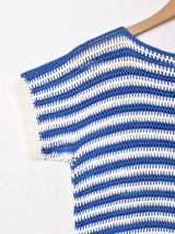 半袖 ボートネックセーター