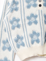 【3色展開】Meridian  フラワー 襟付きセーター