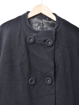 ファー袖 ノーカラーウールコート