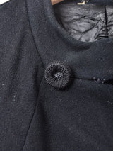 ファー袖 ノーカラーウールコート